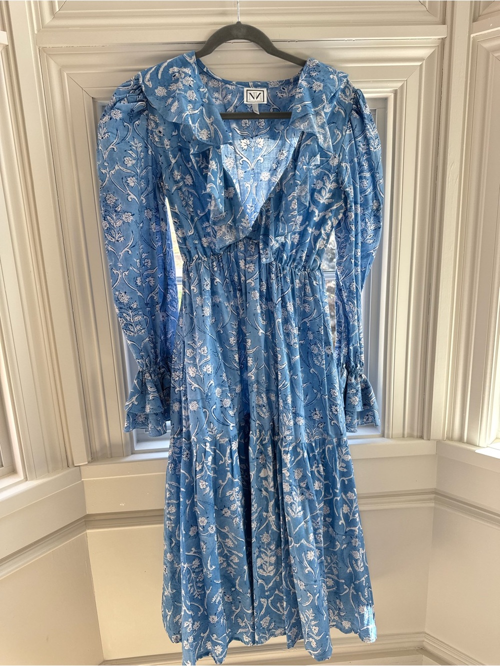 Neve & Noor Blue Block Print Dress